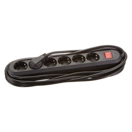 Bachmann Smart Regleta de enchufes con 6 tomas de corriente, interruptor, LED, 16A, 3680W, cable 1.5m, negro