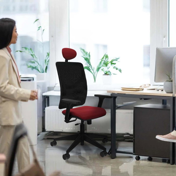 PIQUERAS Y CRESPO Silla de oficina Motilla con mecanismo Sincro/Traslack, Marrón oscuro y Gris
