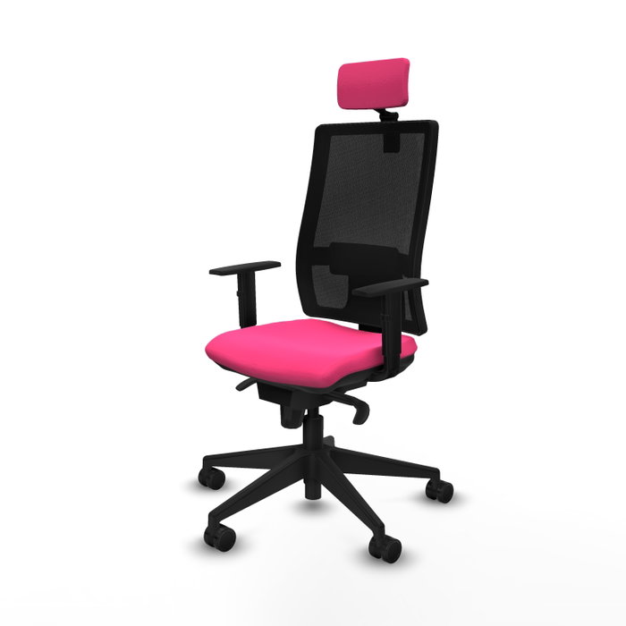 PIQUERAS Y CRESPO Silla de oficina Horna Rosa y Negro con Mecanismo Sincro