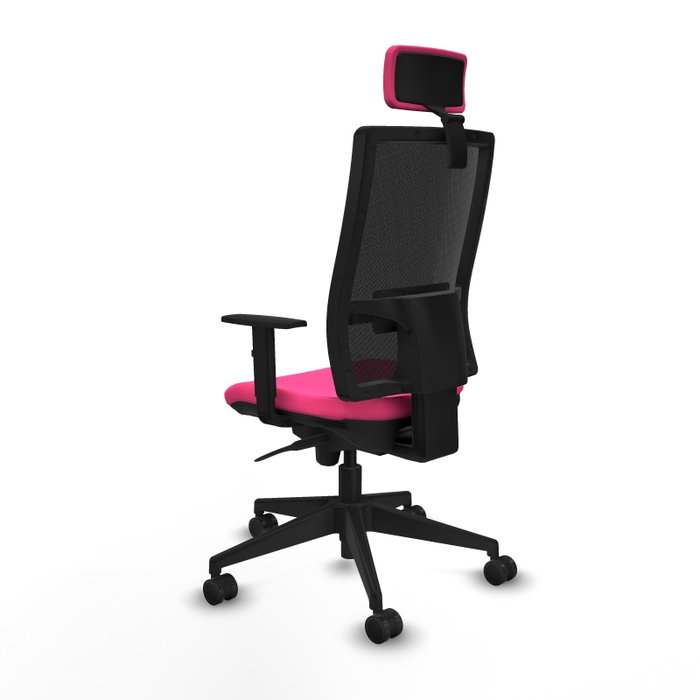 PIQUERAS Y CRESPO Silla de oficina Horna Rosa y Negro con Mecanismo Sincro