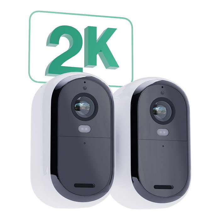 Arlo Essential 2K Cámara de vigilancia, Pack de 2, Visión nocturna a color