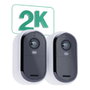 Arlo Essential 2K Cámara de vigilancia, Pack de 2, Visión nocturna a color