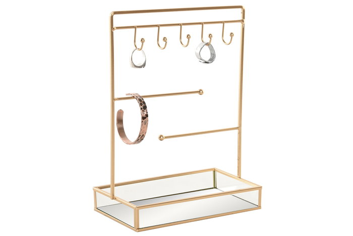 DKD Home Decor Joyero Metálico con Espejo Dorado 26 x 21 x 10 cm