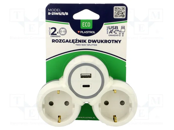 PLASTROL Conector de alimentación AC para una fase de red R-21WS/S/B W-72010 PLASTROL Conector de alimentación AC para una fase de red R-21WS/S/B W-72010