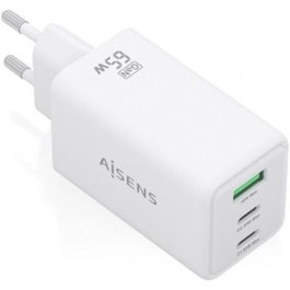 Aisens Cargador GaN 65W con 2xUSB-C y 1xUSB-A Blanco