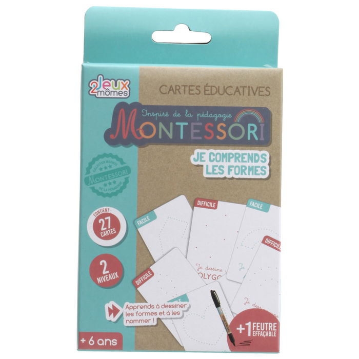 Jeux 2 momes Juego de Formas Montessori para Aprender Formas y Dibujar con Rotulador Borrable