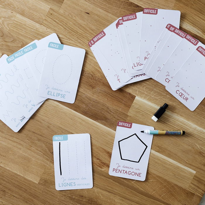 Jeux 2 momes Juego de Formas Montessori para Aprender Formas y Dibujar con Rotulador Borrable