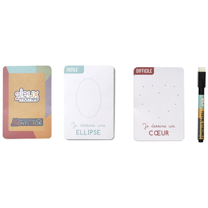 Jeux 2 momes Juego de Formas Montessori para Aprender Formas y Dibujar con Rotulador Borrable