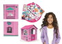 Casa barbie vacaciones felices con adhesivas para decorar y hueco para mascotas 84x103x104 cm