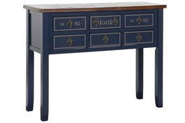 DKD Home Decor Paris 2023 Consola Mediterraneo Azul Marino Marron 103x80x35 cm Paulownia