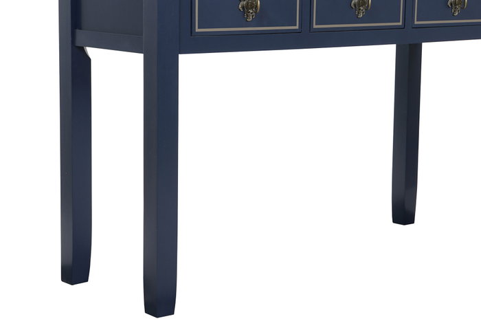 DKD Home Decor Paris 2023 Consola Mediterraneo Azul Marino Marron 103x80x35 cm Paulownia