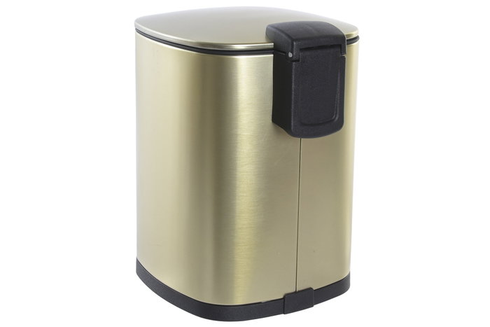 DKD Home Decor Papelera Metálica 3L Mate Dorado