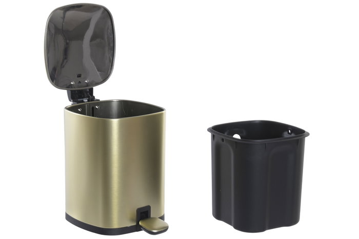 DKD Home Decor Papelera Metálica 3L Mate Dorado