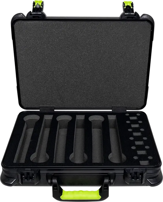 SBG Estuche de Transporte de Polietileno para 6 Micrófonos Inalámbricos con Espacio para Pilas, Cierre TSA