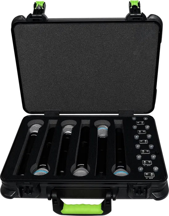 SBG Estuche de Transporte de Polietileno para 6 Micrófonos Inalámbricos con Espacio para Pilas, Cierre TSA
