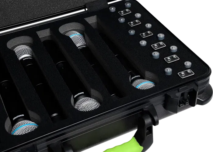 SBG Estuche de Transporte de Polietileno para 6 Micrófonos Inalámbricos con Espacio para Pilas, Cierre TSA