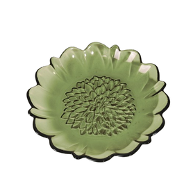 DKD Home Decor Plato de Cristal Dalia Verde Oscuro Irregular