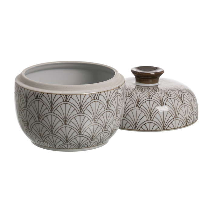 Caja Blanco-Marrón Porcelana Decoración 18 X 18 X 19 cm