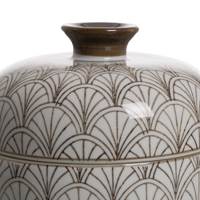 Caja Blanco-Marrón Porcelana Decoración 18 X 18 X 19 cm