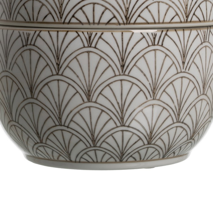 Caja Blanco-Marrón Porcelana Decoración 18 X 18 X 19 cm
