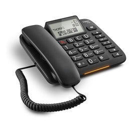 Gigaset DL380 Teléfono Analógico con Altavoz, Identificador de Llamadas, Pantalla LCD, 99 Entradas, Negro