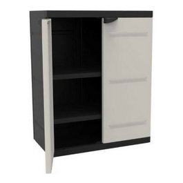 Plastiken Armario bajo TITANIO 2 puertas con estantes Beige y Negro