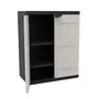 Plastiken TITANIO Armario bajo 2 puertas con estantes Beige y Negro A70 x P44 x H88 cm