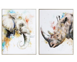 DKD Home Decor Cuadro Lienzo Animal Surtido de 2 Piezas 60x3,5x80 cm