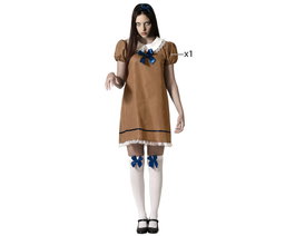 Disfraz Muñeca Halloween Vestido Marrón Mujer Adulto