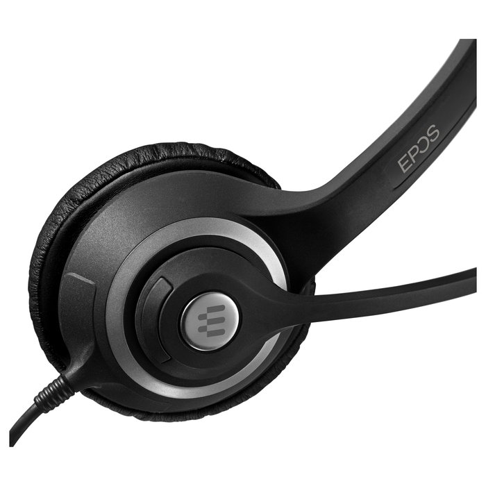 EPOS Auriculares IMPACT SC 230 - Diadema Monoaural para Oficina/Centro de llamadas, Negro/Plata, Cable 1m, Cancelación de ruido de micrófono