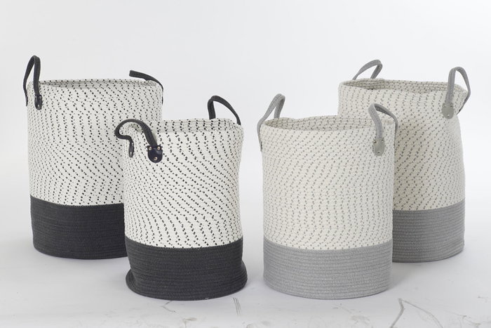 DKD Home Decor Cesta Atlantico Gris Oscuro Gris Claro Set de 2 (40 x 52 x 40 cm)