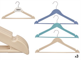 Kipit Set 3 Perchas de Plástico en 3 Colores Surtidos, 42.5x22.5x3 cm (Set de 24)