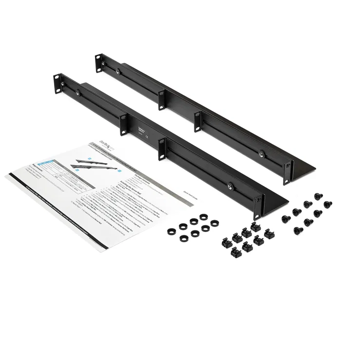 StarTech.com UNIRAILS1UB Rieles de Rack Universales 1U Ajustables (60-91cm) para Rack 19", Cumple EIA/ECA-310, Soporta hasta 90kg - Kit de Carriles de Servidor con Tornillos