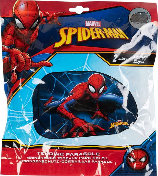 Marvel Hombre Araña Cortinas Laterales Trapecio para Coche 65x38 cm 2 Piezas CZ10251 Protección UV Con Ventosa