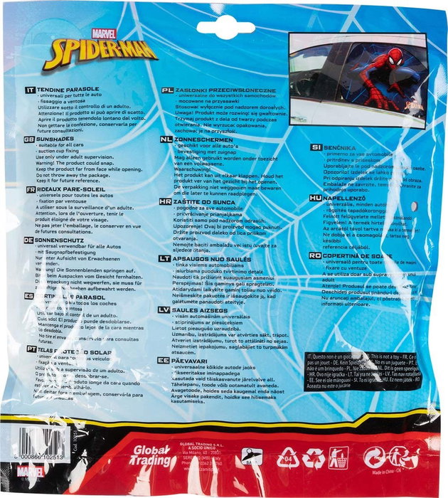 Marvel Hombre Araña Cortinas Laterales Trapecio para Coche 65x38 cm 2 Piezas CZ10251 Protección UV Con Ventosa