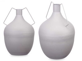 Giftdecor Jarron Acero Botella Gris Pastel 24x40x24 cm (Set de 4)