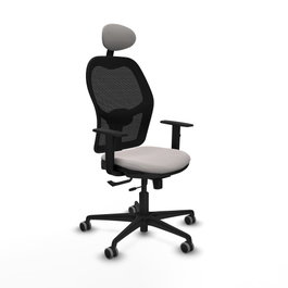PIQUERAS Y CRESPO Silla de oficina Jorquera con mecanismo Sincro/Traslack, Similpiel Blanco y Malla Negra