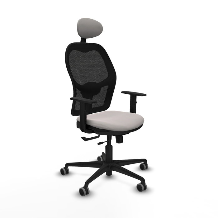 PIQUERAS Y CRESPO Silla de oficina Jorquera con mecanismo Sincro/Traslack, Similpiel Blanco y Malla Negra PIQUERAS Y CRESPO Silla de oficina Jorquera con mecanismo Sincro/Traslack, Similpiel Blanco y Malla Negra