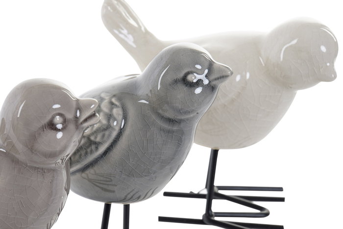 DKD Home Decor Figura de Pájaro en Porcelana y Metal Surtida