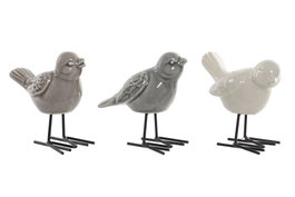 DKD Home Decor Figura de Pájaro en Porcelana y Metal Surtida