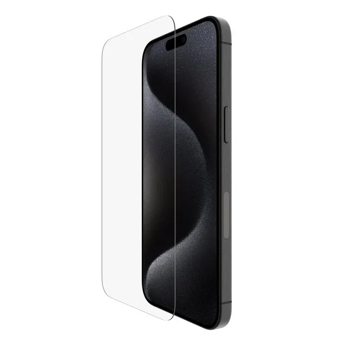 Belkin Protector de Pantalla ScreenForce OVA138ZZ para iPhone 15 Pro Max - Vidrio Templado 9H Resistente a Impactos, Anti-Reflejante, 1 Unidad
