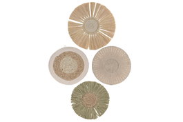 DKD Home Decor Set de 4 Decoraciones de Pared de Rafia y Yute