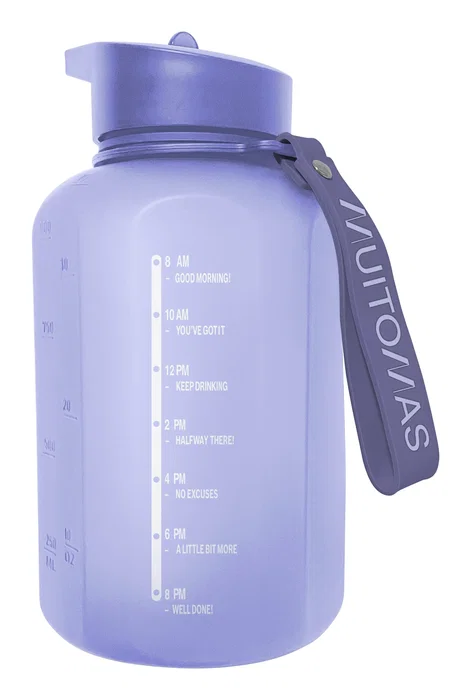 Muitomas WBOTTLE1200VL Botella de Agua Deportiva 1200 ml Plástico, Violeta, A Prueba de Fugas, con Diseño Ergonómico y Frases Motivadoras
