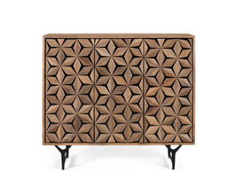 Aparador Hecho en Madera Maciza de Mango con Frontal Tallado a Mano - Estilo Rustico-Contemporáneo