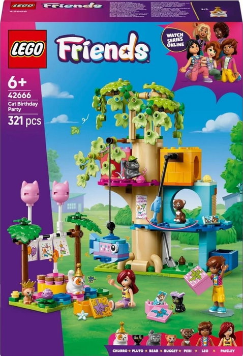 LEGO Friends Fiesta de cumpleaños y casa árbol felina 42666