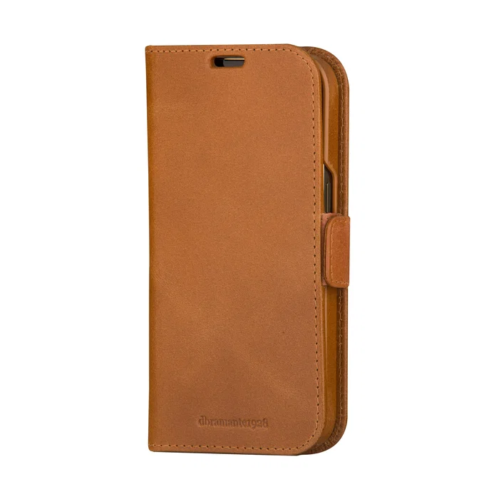 Dbramante1928 Lynge Funda de Cuero de Grano Entero Marrón Folio con Cierre Magnético para Apple iPhone 15