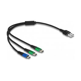 DeLOCK Cable de carga 3 en 1 Tipo-A a Micro USB y 2 x USB Type-C 30 cm
