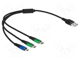 DeLOCK Cable de carga 3 en 1 Tipo-A a Micro USB y 2 x USB Type-C 30 cm