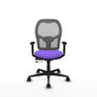 Silla de oficina Jorquera con mecanismo Sincro/Traslack tapizada con Tela color Lila y malla color Gris. Equipada con lumbar 1D, Brazos 1D y Ruedas 65mm nailon