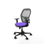 Silla de oficina Jorquera con mecanismo Sincro/Traslack tapizada con Tela color Lila y malla color Gris. Equipada con lumbar 1D, Brazos 1D y Ruedas 65mm nailon